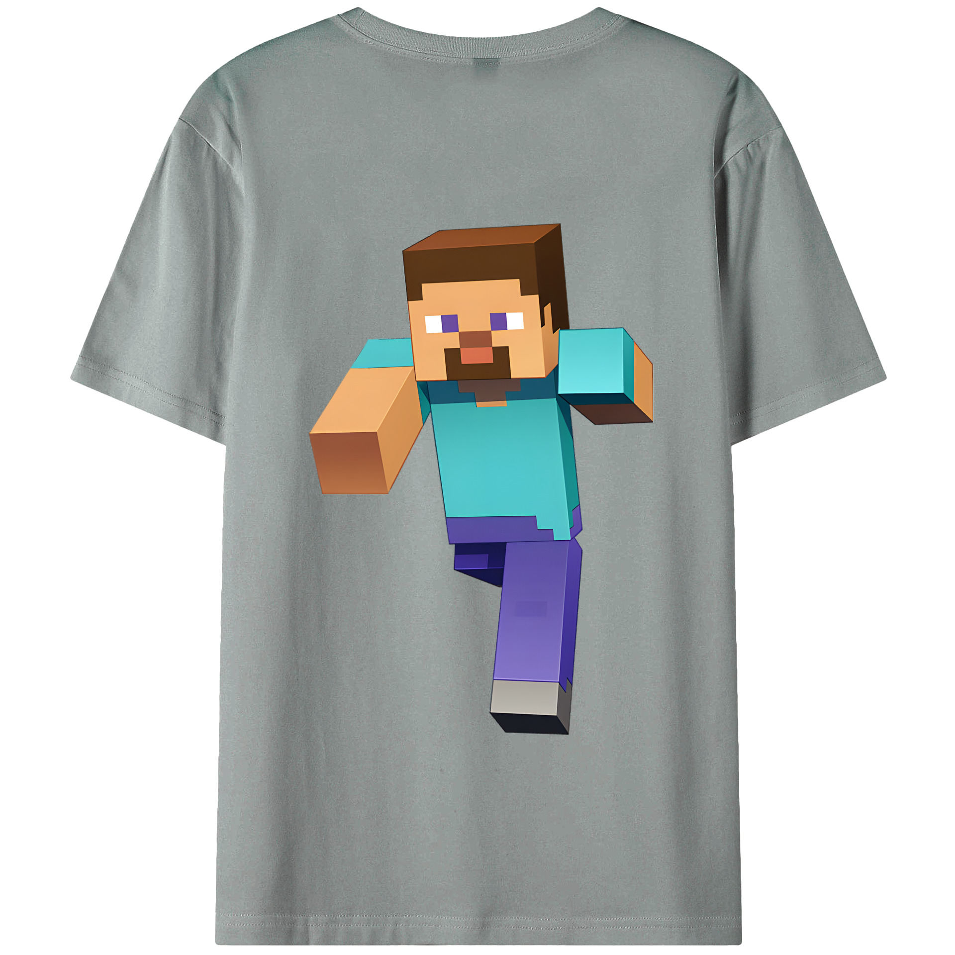 （画像用） マインクラフト ブロックの世界 Minecraft MC Block world 綿100％ メンズ半袖Tシャツ（バックプリント） 通気性